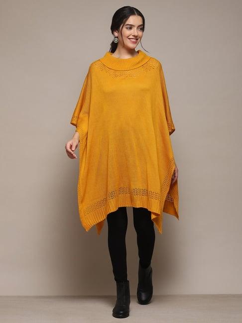 biba yellow knitted poncho