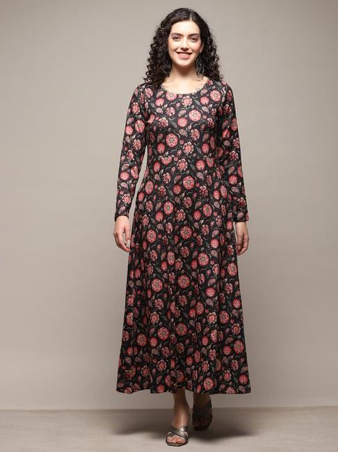 biba black floral print a-line dress