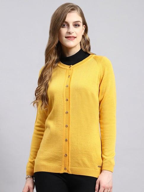 monte carlo yellow regular fit cardigan