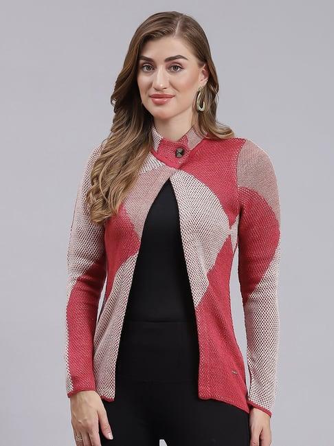 monte carlo pink self design cardigan