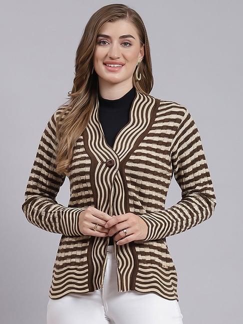 monte carlo brown & beige striped cardigan