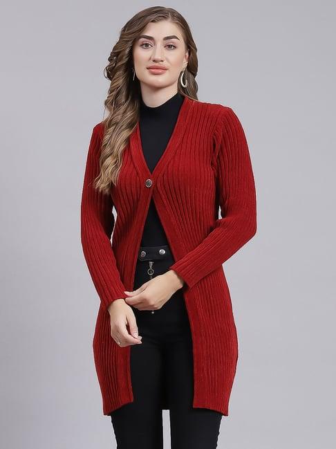 monte carlo maroon regular fit cardigan