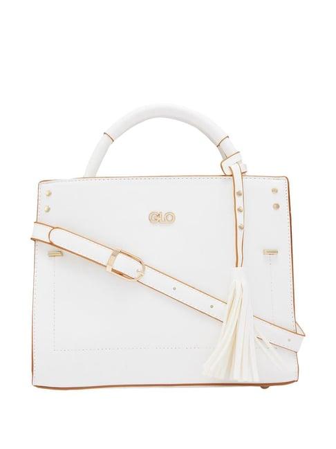 globus white solid medium handbag