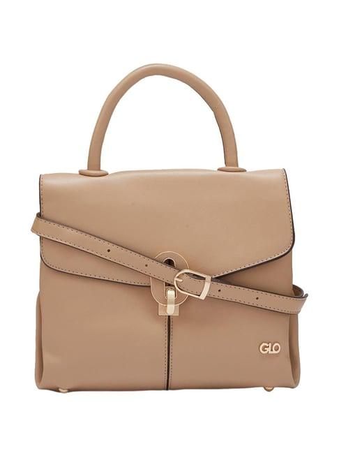 globus khaki solid medium handbag