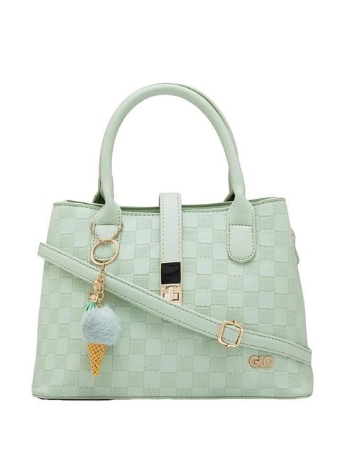 globus mint green textured medium handbag