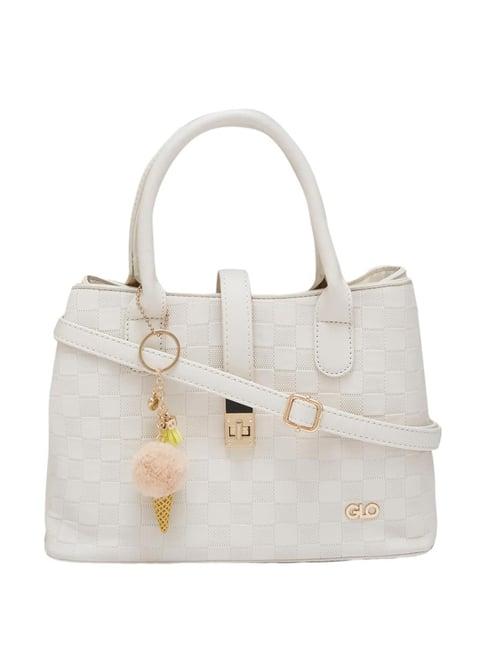 globus ivory textured medium handbag