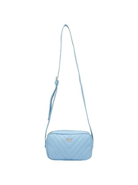 globus iceberg blue quilted medium sling handbag