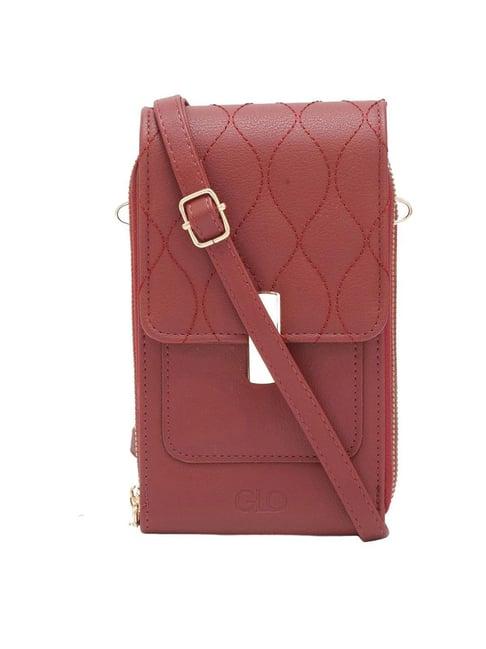 globus maroon solid medium sling handbag