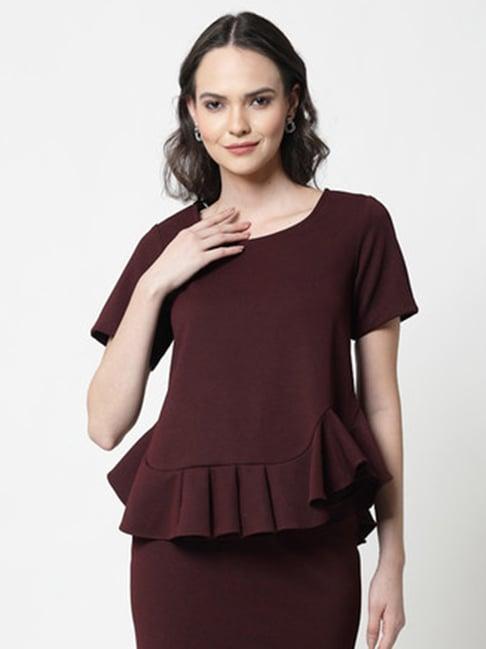 office & you maroon peplum top