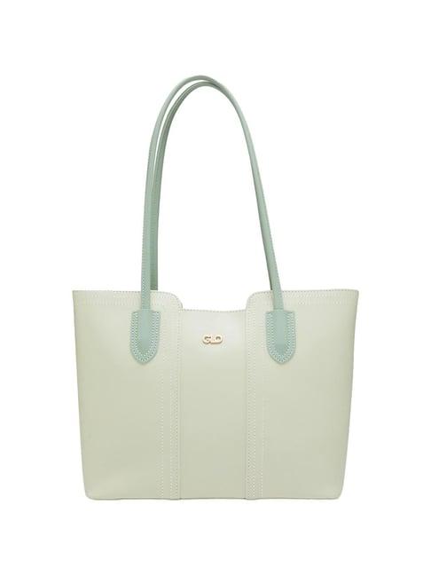 globus mint green solid medium tote handbag