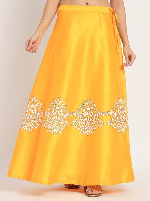 studiorasa yellow dupion hand block print skirt