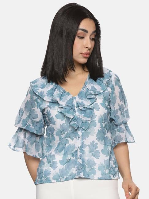 isu grey floral print top