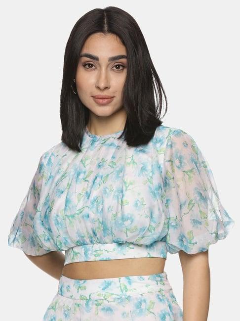 isu white floral print crop top