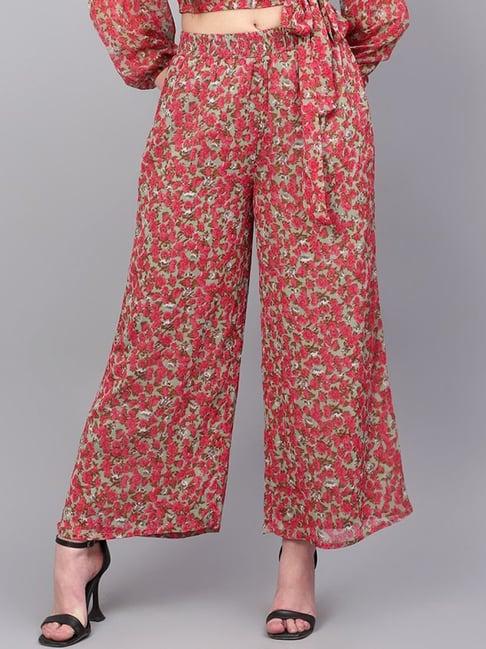 anvi be yourself multicolor floral print relaxed fit mid rise palazzos