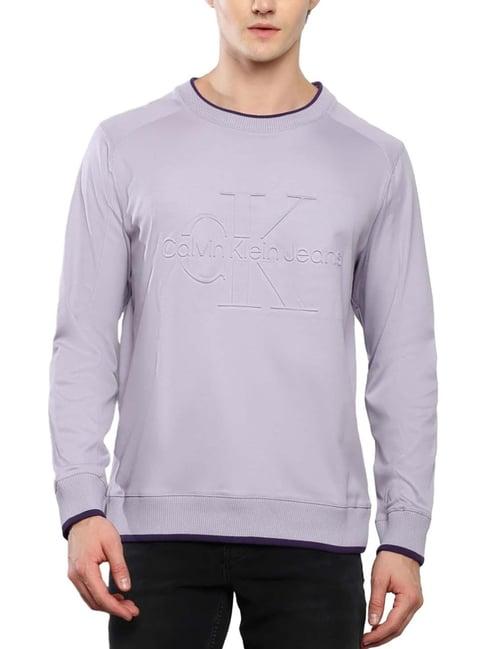 calvin klein jeans lavender aura cotton regular fit logo printed sweatshirt