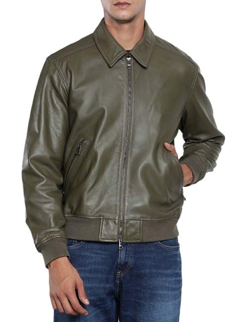 tommy hilfiger faded military regular fit biker jacket