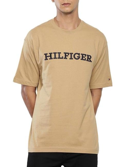 tommy hilfiger classic khaki cotton regular fit logo printed t-shirt