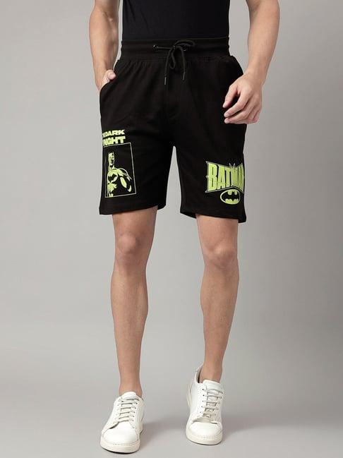 free authority black regular fit batman print shorts