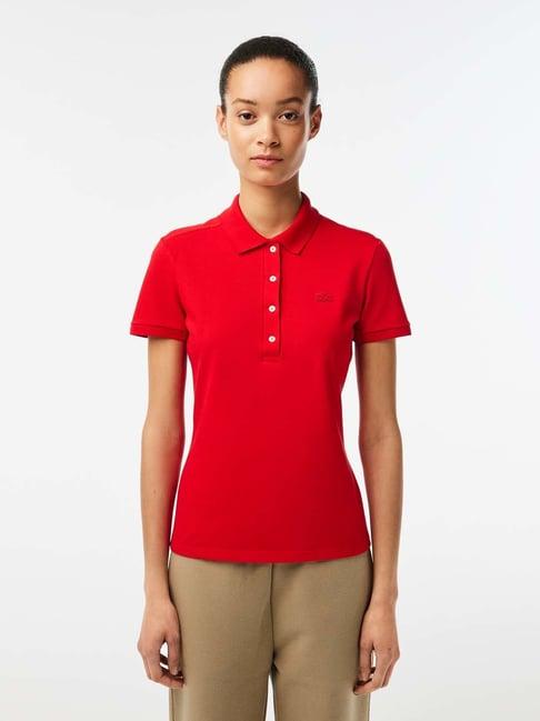 lacoste red slim fit pique polo t-shirt