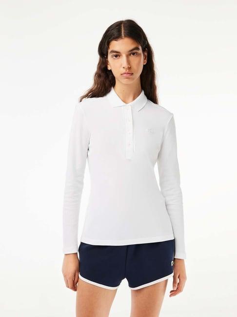 lacoste white core collection slim fit pique polo t-shirt