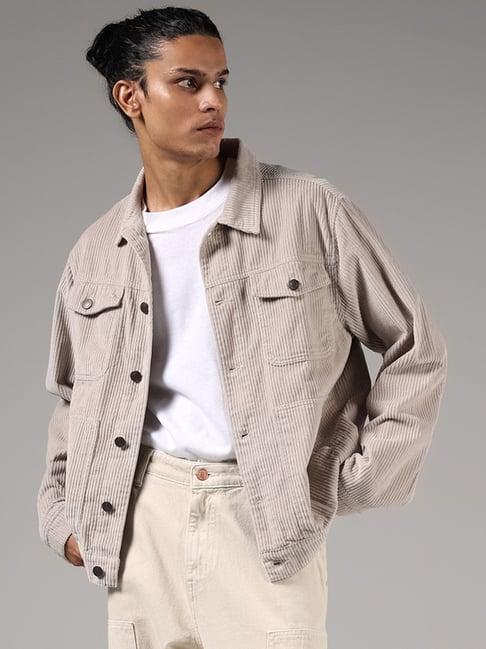 nuon by westside beige corduroy relaxed fit jacket