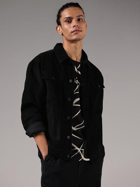 nuon by westside black corduroy relaxed fit jacket