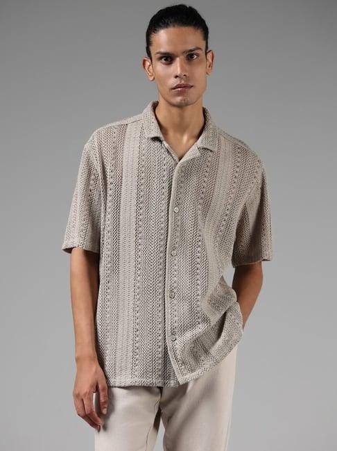 eta by westside grey crochet resort fit shirt