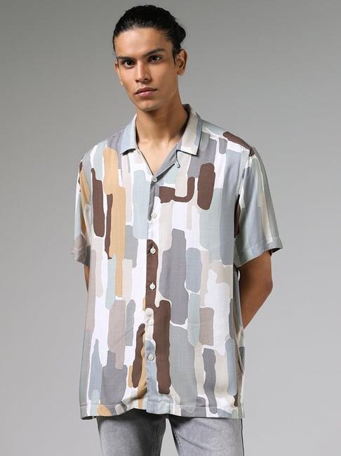 nuon by westside multicolor abstract printed relaxed fit shirt