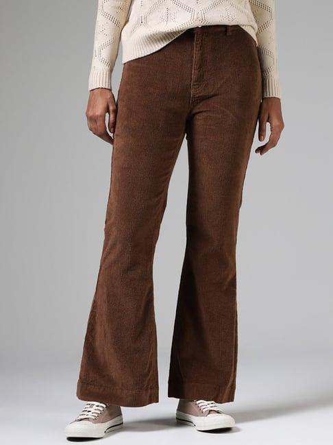 lov by westside chocolate brown bell bottom corduroy jeans