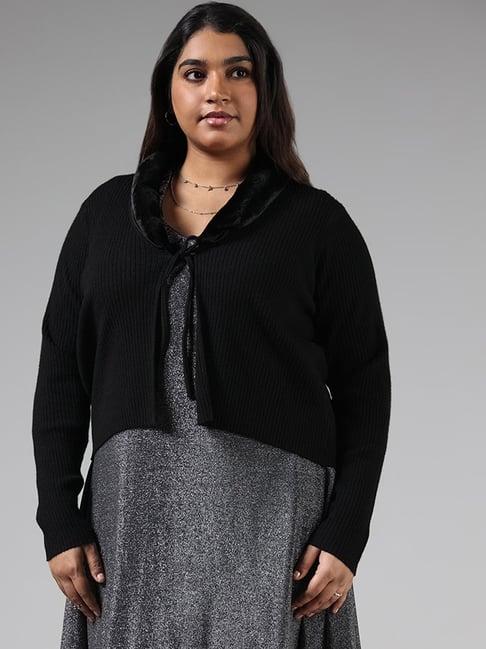 gia by westside black front tie up cardigan