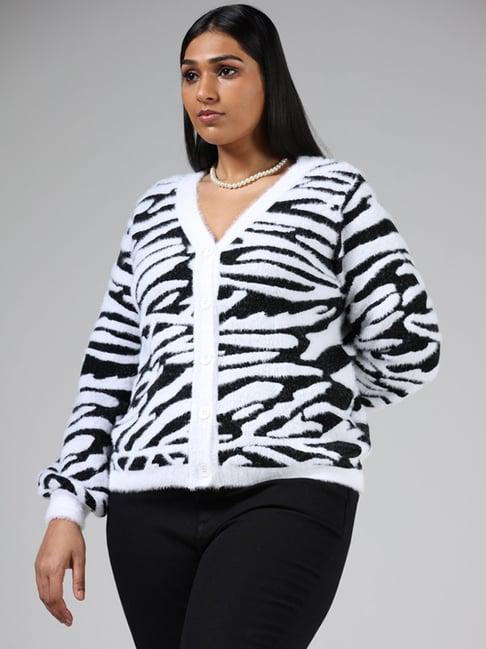 gia by westside black & white animal printed cardigan