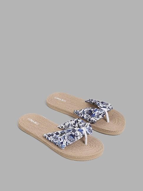 luna blu by westside blue paisley printed flip flop