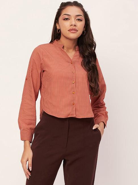 moomaya rust striped shirt