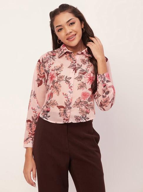 moomaya peach floral print shirt