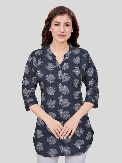 saree swarg black printed a line kurti