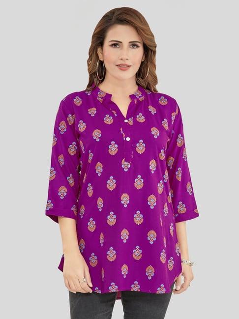 saree swarg purple printed a line kurti