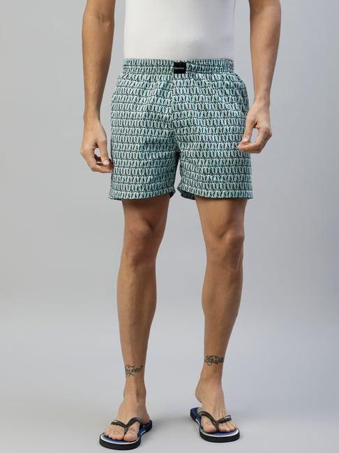 don vino green geometric print cotton boxer shorts