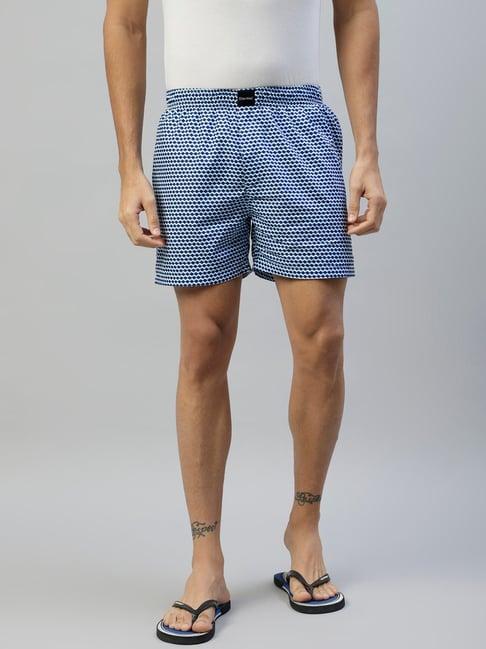 don vino blue geometric print cotton boxer shorts