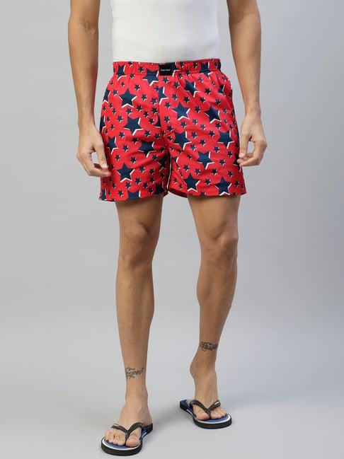 don vino red printed cotton boxer shorts