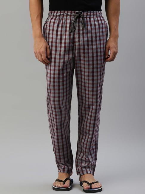 don vino maroon check lounge pants