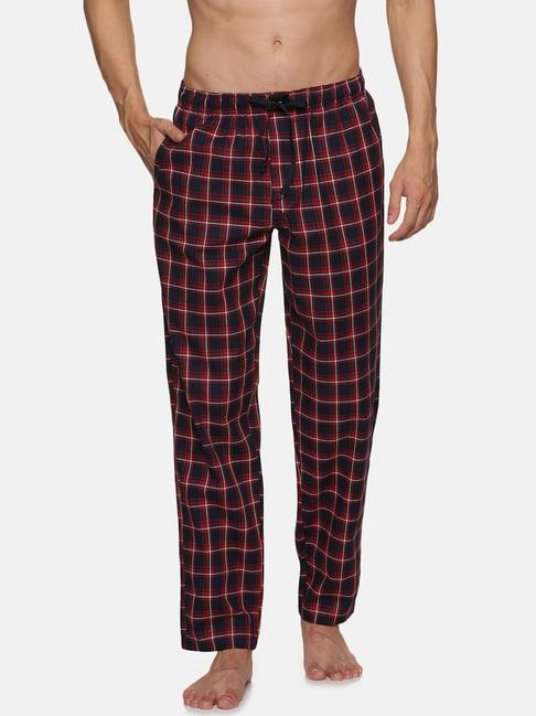 don vino red check cotton lounge pants