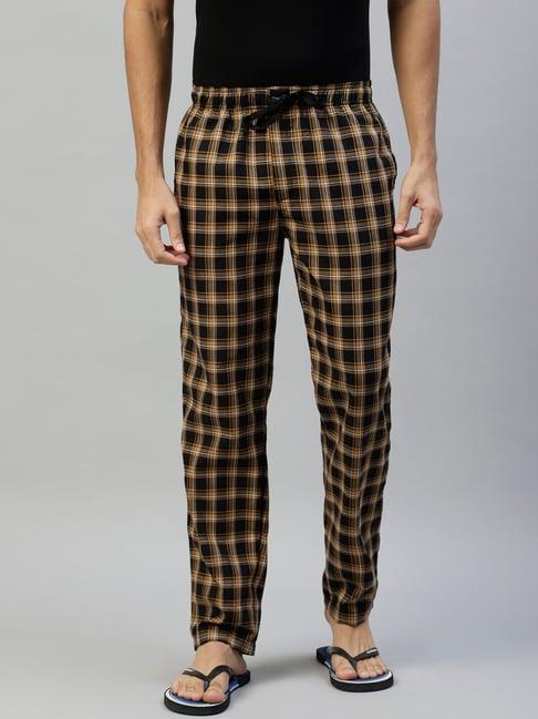 don vino mustard check cotton lounge pants