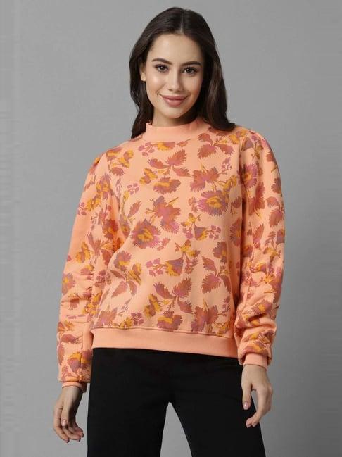 allen solly orange printed sweatshirt