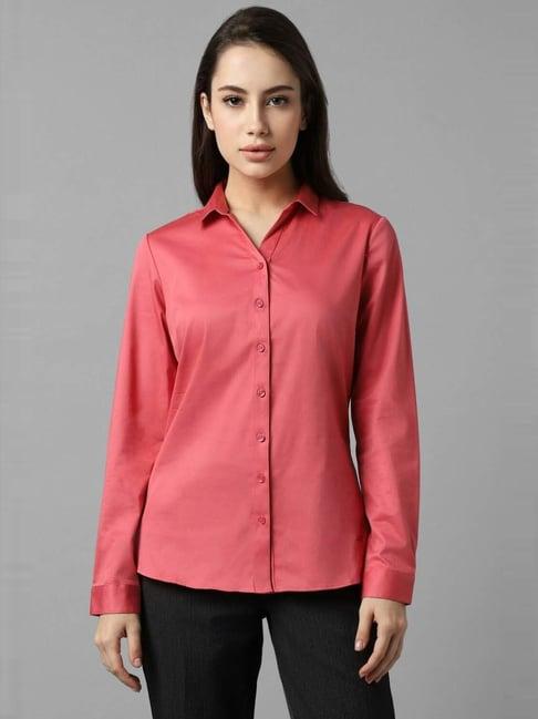 allen solly red cotton formal shirt