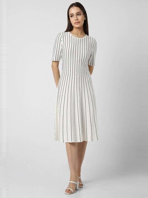 van heusen white striped  a-line formal dress