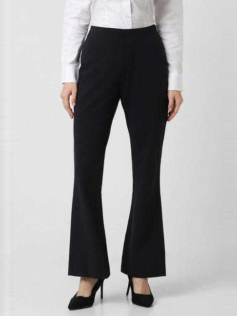 van heusen black mid rise formal trousers