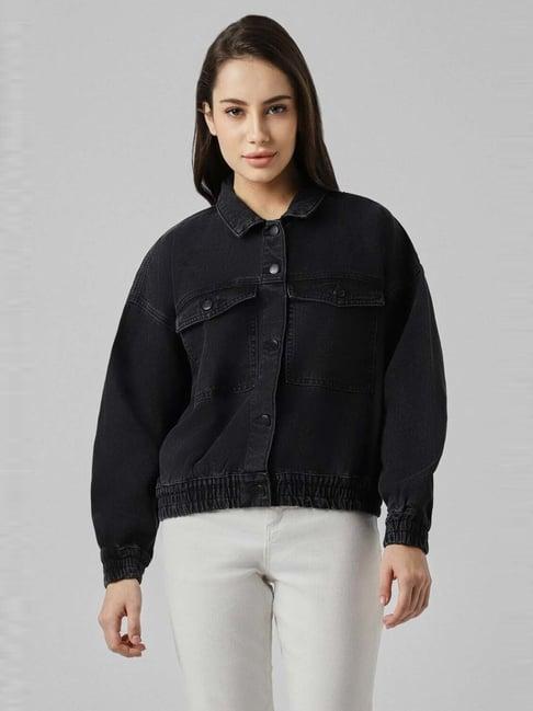 van heusen black cotton regular fit jacket