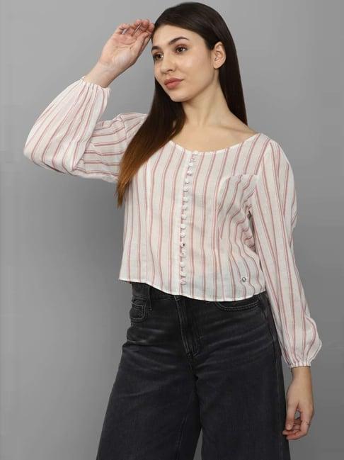 allen solly off-white & pink striped top