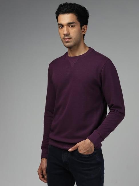 wes casuals by westside solid purple relaxed fit sweatshirt