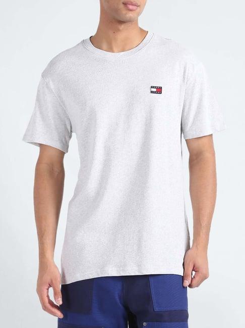 tommy hilfiger silver grey cotton regular fit t-shirt